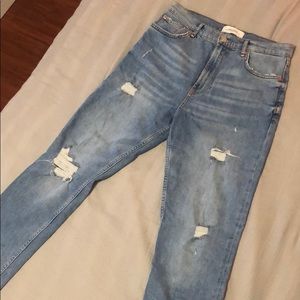 Zara High-Waisted Distresssd Jeans